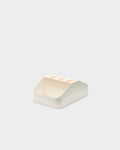 Pedestal Power Bar Tray Double in Pearl, steel power bar holder with two compartments, seen from above