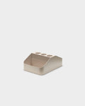 Pedestal Power Bar Tray Double in Oat, steel power bar holder with two compartments, seen from above