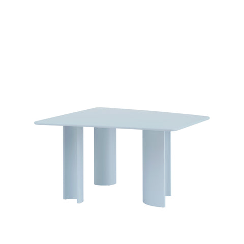 Muuto Re Norm Table in light blue by Maria Bruun contemporary rectangular table with curved cylindrical legs