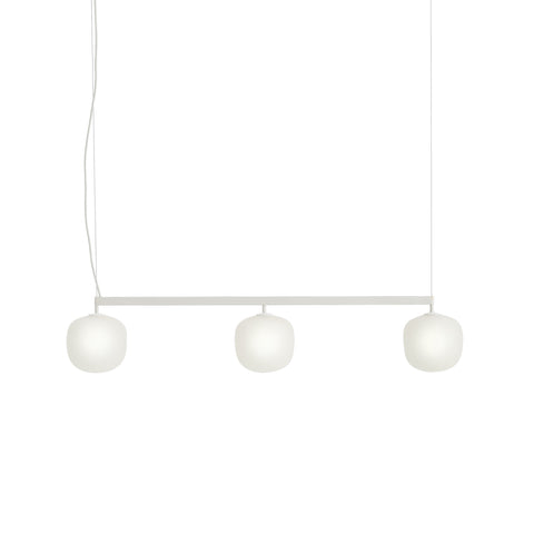 Muuto Rime Rail Lamp in white finish with three minimalist glass pendants, Scandinavian designer lighting
