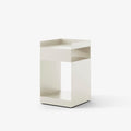 Rotate SC73 Side Table in Ivory by &Tradition – minimalist cream-coloured steel side table with asymmetric form.