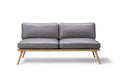 Fredericia Spine Lounge Sofa front view in grey leather on solid oak base two seater