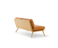 Fredericia Spine Lounge Sofa two seater in cognac leather with light oak shell rear angle