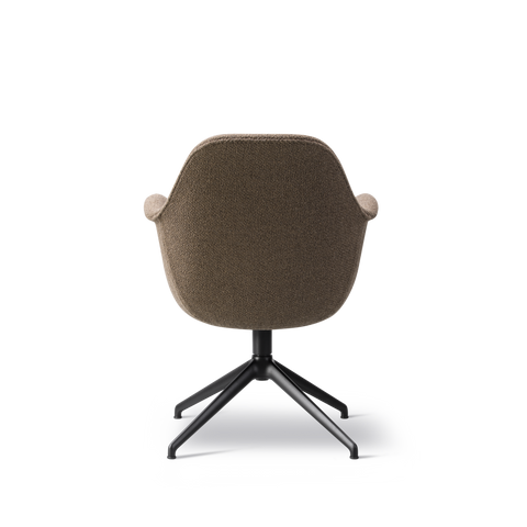 Fredericia Swoon Chair swivel with black four star base, Carlotto 404 brown fabric, back view