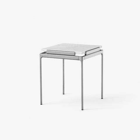 Sett LN11 End Table by &Tradition – Dark Chrome Frame with Bianco Carrara Marble Top