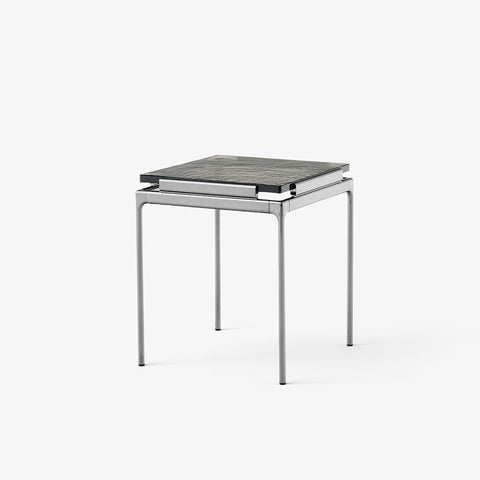 Sett LN11 End Table by &Tradition – Dark Chrome Frame with Smoked Cast Glass Top