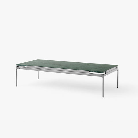 Sett LN12 Coffee Table by &Tradition – Dark Chrome Frame with Verde Guatemala Marble Top