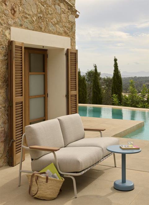 muuto outdoor scandinavian 2 seater sofa by the pool 