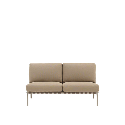 Muuto Settle 2 Seater Sofa in Ribbed Weave 5 Taupe with taupe powder coated frame