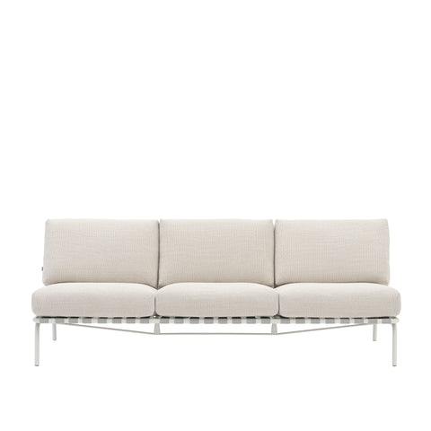 Settle 3 Seater Sofa by Muuto in laze grey upholstery with light grey powder coated steel frame