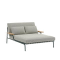 Muuto Settle Lounge Bed with Armrest in dark green ribbed weave — modern Scandinavian lounge bed for outdoor living