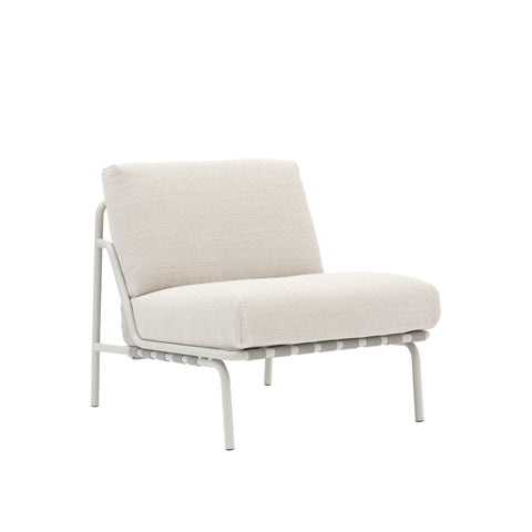 Muuto Settle lounge chair in light grey with powder coated frame and upholstered seat cushion