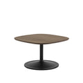 muuto soft coffee table with square dark oiled oak top and black base