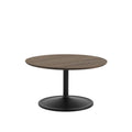 muuto soft coffee table with dark oiled oak top and black base