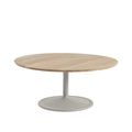 muuto soft coffee table with solid oak top and grey base