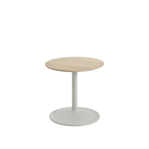 muuto soft side table in solid oak top and grey base