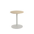 muuto soft side table in solid oak top and grey base