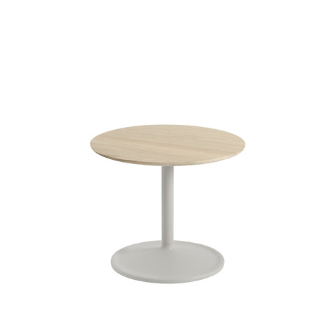 muuto soft side table in solid oak top and grey base