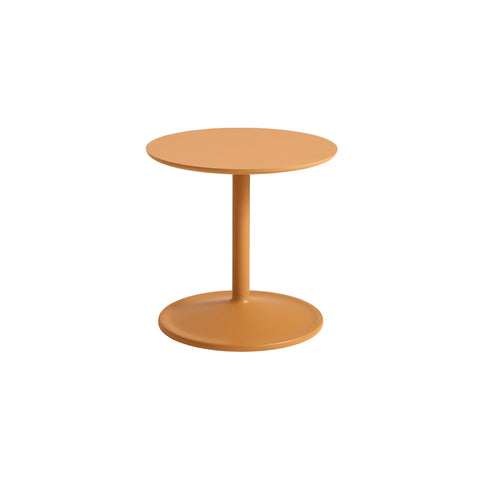 muuto soft side table in orange laminate and orange base