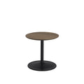 muuto soft side table with oiled smoked oak top and black base