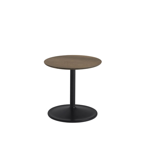 muuto soft side table with oiled smoked oak top and black base