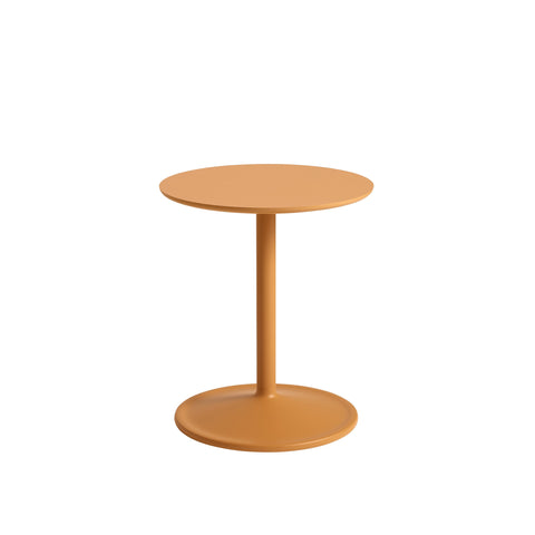 muuto soft side table in orange laminate and orange base