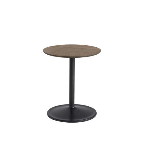 muuto soft side table with oiled smoked oak top and black base