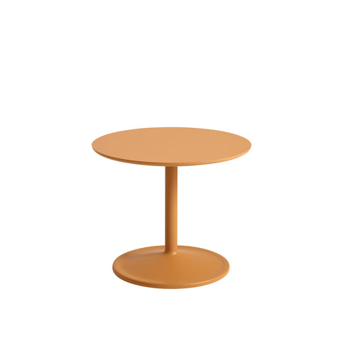 muuto soft side table in orange laminate top and orange base