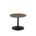 muuto soft side table in oiled smoked oak top and black base