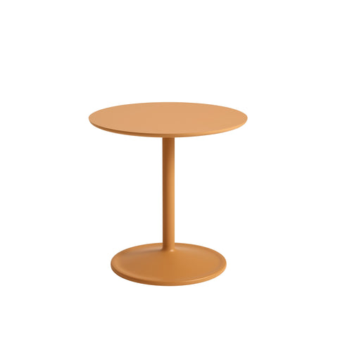 muuto soft side table in orange laminate top and orange base