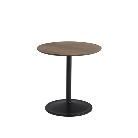 muuto soft side table in oiled smoked oak top and black base