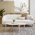 Gus Modern Spadina Sofa in Auckland Willow bouclé with natural ash legs, styled in a warm Scandinavian living room