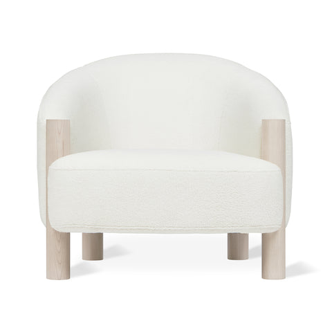 Spadina modern accent chair in Auckland Willow grey fabric with solid ash legs