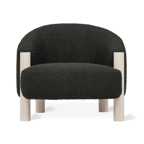 Spadina modern accent chair in Node Nocturne black boucle with solid ash legs