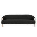 Gus Modern Spadina Sofa in Node Nocturne black boucle fabric with curved barrel back and natural ash wood legs