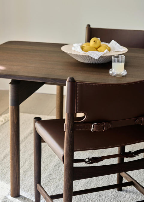 borge mogensen spanish dining chair and post dining table by cecile manz for fredericia furniture