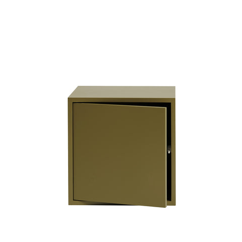 Stacked Storage System Module with Door in Brown Green Size Medium by Muuto