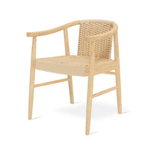 Strand Dining Chair by Gus* Modern in Royal Oak wood with danish cord seat and back on white background