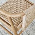 Close-up of Gus* Modern Strand Dining Chair hand-carved wood joint detail