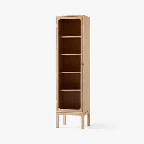 Trace SC87 Cabinet by &Tradition in natural oak with glass door — Scandinavian display cabinet with solid wood frame and adjustable shelves.