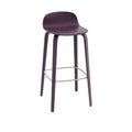 Muuto Visu Bar Stool 75 cm with wood base in dark plum, contemporary Scandinavian bar stool