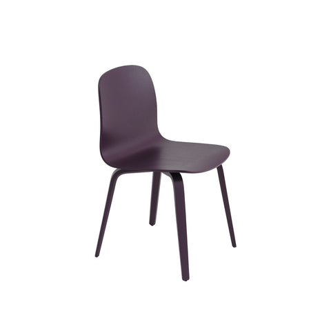 Muuto Visu Chair with wood base in dark plum, contemporary Scandinavian dining chair