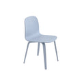 Muuto Visu Chair with wood base in light blue, modern Scandinavian dining chair
