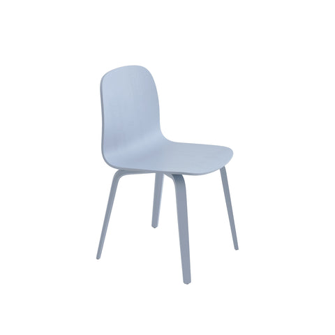 Muuto Visu Chair with wood base in light blue, modern Scandinavian dining chair