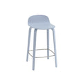 Muuto Visu Counter Stool 65 cm with wood base in light blue, modern Scandinavian counter seating