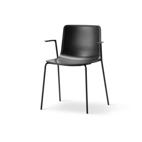 Black Pato Armchair in stackable four-leg design with armrests