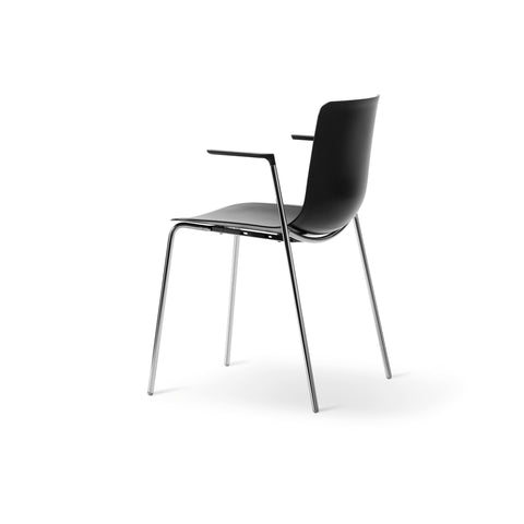 Black Pato Armchair with chrome legs in modern Scandinavian design