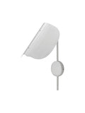 Audo Copenhagen Wing Wall Lamp in polished aluminium, curved shade over a slim wall-mounted stem
