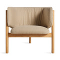 Blu Dot All In Lounge Chair in cream boucle with natural oak frame, front view