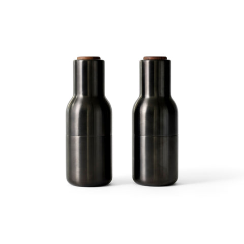 Audo Copenhagen Bottle Grinder, 2 PCS in Bronzed Brass, pair packshot on white